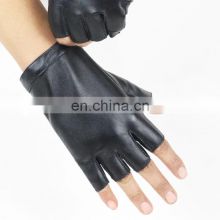 Thin Breathable PU Leather Punk Hip-hop Dance Women Half Finger Driving Gloves Gloves