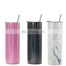 600ml Double Walled Stainless Steel Glitter Reusable Skinny Slim Travel Customized Sublimation Tumbler thumbnail-5