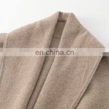 100% Knitted Mid-Length Cashmere Sweater Cardigan Inner Mongolia Plus Size Coats Front Logo Solid Pattern Winter Season Pocket thumbnail-3