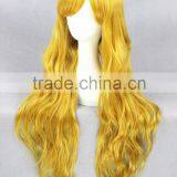 Wholesale High Quality 80CM Long Gold Wave Lolita Women Fashion Party Synthetic Hair Wig thumbnail-2