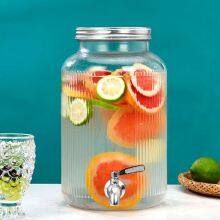 Large-Cap Glass Dispenser With Spigot! Thick Glass, Sleek Spigot for Easy Pour. Holds Drinks, Fruit Design—ideal for Parties. thumbnail-4