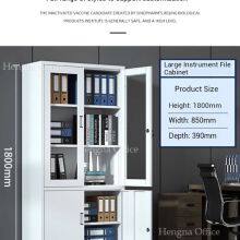 China Factory vertreibt Großhandel pulverbeschichtete, verriegelbare Zwei-Sektion Stahl Aktenkabinett mit Schublade und Glastür - Kombination aus Ausstellung und sicherer Ablage thumbnail-4