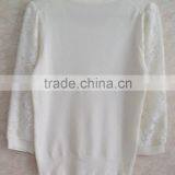 Three Quarter Sleeve Knitting Wear Lace Pullover for Lady thumbnail-4