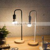 Indoor Decorative Metal Table Lamp Wood Base Desk Lamp Modern