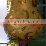Golden Glass Storm Lantern Candle Holder With Carved Patterns thumbnail-1