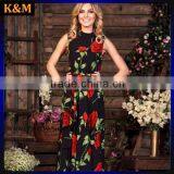 2016 Print Floral Maxi Dress Bridesmaids Dress Black Evening Gowns thumbnail-2