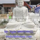 Shakyamuni Buddha Statue White Marble Stone Hand Carving Sculpture for Home Pagoda