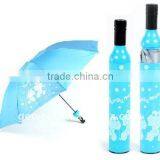 21''8k Folding Wine Bottle Hand Open Umbrella