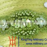 Green Wholesale Handmade Ribbon Satin Hats With Purse Together thumbnail-3