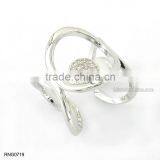 Simple Fashion Double Leaf Shape Diamond Copper Adjustable Ring For Women thumbnail-6