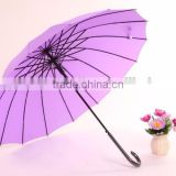 China Supplier 24K Best Windproof Curved Handle straight Umbrellas