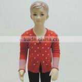 TYCH066 Red Cotton Cardigan With White Dot