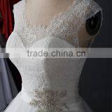 RSW912 Wholesale Scoop Neckline Vintage Lace Wedding Dresses 2016 With Belt Bridal Ball Gown Wedding Gown thumbnail-4