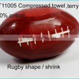Cheap Rugby 100% Cotton Compressed Towel thumbnail-1