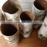 Birch Bark Cylindrical Garden Flower Pot for Home Decoration thumbnail-2