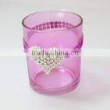 Colorful Glass Pillar Candle Holder With Heart thumbnail-1