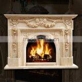 Luxury Indoor Decoration Hand Carved Beige Marble Fireplace thumbnail-2