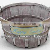 MAUVE WASH ROUND HAPPY EASTER BAMBOO CHIP BASKET thumbnail-1