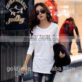 Customized Manufactorying 100% Cotton Long Pattern Long-sleeve T Shirt for Ladies thumbnail-5