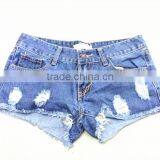 Ladies Ripped Fringe Denim Jeans Shorts Cheap Price thumbnail-1