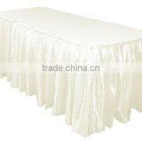 14ft Accordion Pleat Satin Table Skirt Ivory thumbnail-1