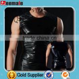 MOQ=1 New 2014 Wholesale Leather Man Tank Tops In Bulk Sexy SC06