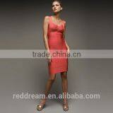 Women Most Popular Sweetheart Strap Plus Size Knee Length Sexy V Neck Club Bandage Dress With Factory Direct H019 thumbnail-3
