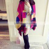 Autumn and Spring Ladies Scarf Colorful Grid Imitated Cashmere Material Long Style Girl Cappa for Outdoor Activities thumbnail-4