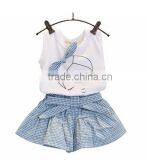 FEITONG Kids Girls Cute Bow Girl Pattern Shirt Top Grid Shorts Set Clothing Summer Girls Clothing thumbnail-1