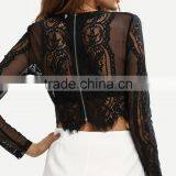 Runwaylover 122 Ladies Sexy 2017 Fashion Lace Transparent Crop Tops thumbnail-1