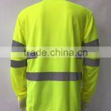 100%polyester hi Vis Rib Collar Long Sleeve Wicking High Visibility T-shirt thumbnail-4