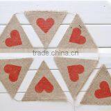 Hessian Bunting Banner Heart Rustic Wedding Baby Shower Party Red Valentine Love thumbnail-4