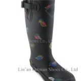 Long Rubber Rain Boots Women With Buckle And Gusset
