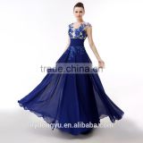 blue lace evening dress/ yhuaxx maxi bridal party dress/evening long maxi dress