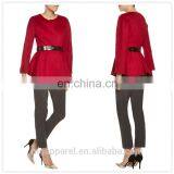 China New Women Elegant Fashion Long Sleeve Cashmere Peplum Jacket thumbnail-1