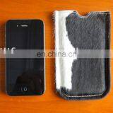 Fashion Genuine Cowskin Fur Cell Phone Pouch Pocket Case Bag Specially Designed For Iphone 4 NEW HOT!!