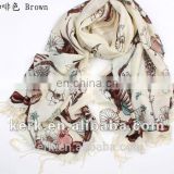 2012 Fashion Printing wool shawls scarfs, Stock 5 colors Wholesale Price,100% Wool