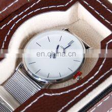 Custom Portable Brown Two Piece Watch PU Leather Zipper Bag Pocket Watch Box thumbnail-5