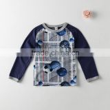 boys t-shirt with all over printing, 95%cotton 5%spandex Long sleeve