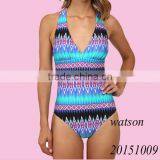 Fashion V- Neck One Piece Printing Swimwear Women Swimsuit Multi Straps thumbnail-1