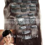 The 2016 new high quality kinky straight clip in hair extensions100% human hair best selling