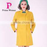 Spring Fashion Lapel Women Medium Length Slim Fit Wool Coat