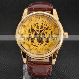 Vogue Leather Strap Watch Fashion Casual Men Skeleton Mechanical Watches Clock Male Relogio Masculino Wristwatches Erkek Saat thumbnail-3