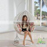 New Trendy Indoor Outdoor Bedroom Balcony Resin Plastic PVC PE Rattan Wicker Single Seat Swing Chair thumbnail-3