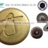 15mm Gold Color Metal Brass Blind Snap Button