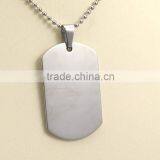 Smooth Plain Dog Tag Pendant Stainless Steel Necklace thumbnail-4