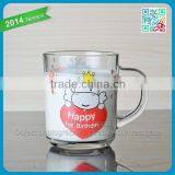 Cartoon Cow Logo Glass Milk Mug Kids Favor Drinking Milk Glasses Promotional Kids Milk Mug