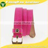 2015 Women's fashion Pink PU leather belts women with smooth gold buckle belt