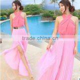 Hot Sale Lady Sex Dresses, Women Dress for Party,long Cross Hanging Neck Dress thumbnail-2