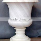 Stone plant pot planter white marble hand carved sculpture for home garden